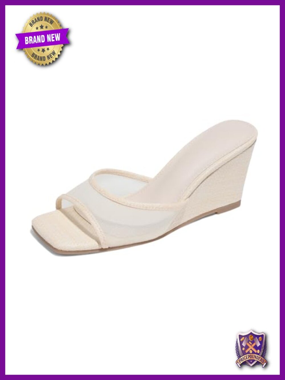 Wedge Sandals Square Open Toe Comfortable Raffia Dressy Sandals Mesh Low Heel